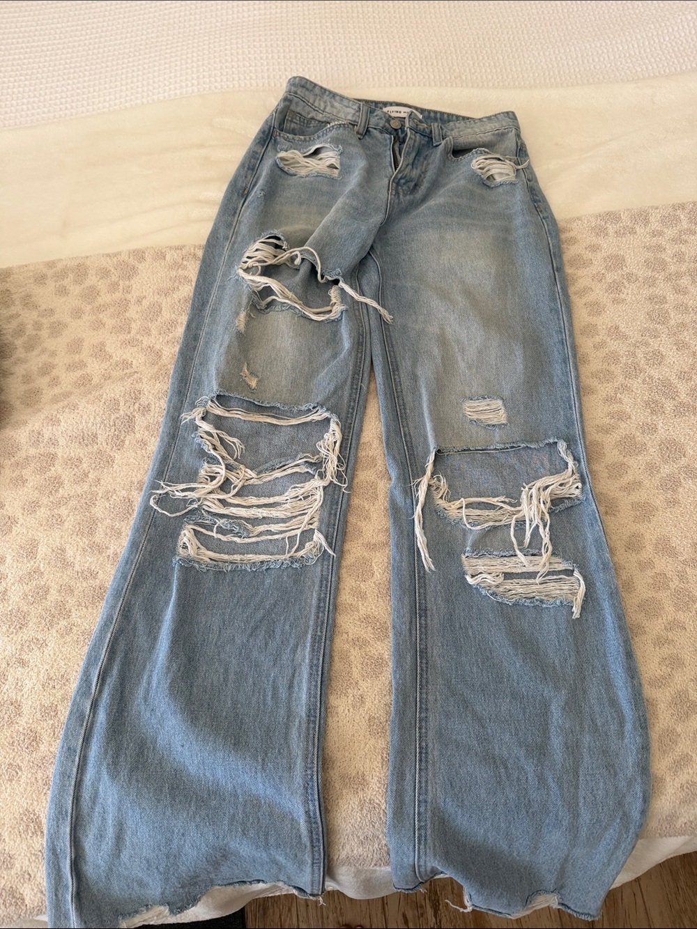 Flying monkey distressed wide leg  jeans